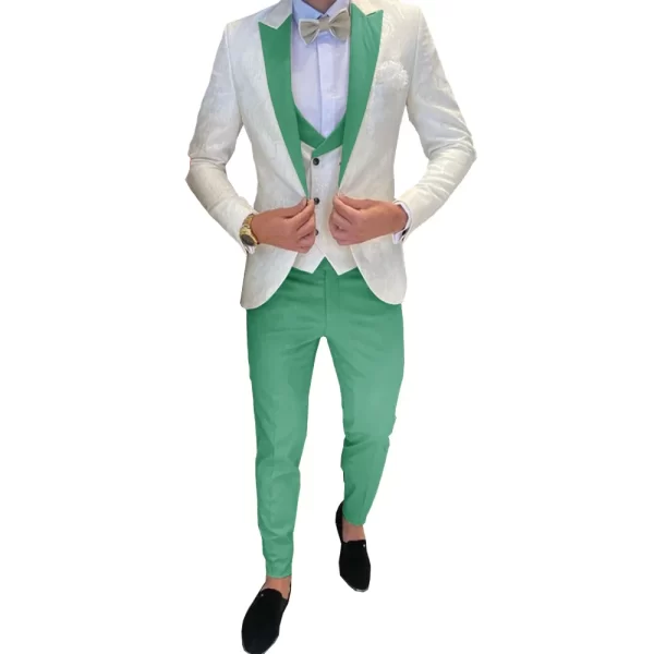 Ivory Men's Wedding Groom Suit 3 Piece Jacket Pants Vest Formal Tuxedo Elegant Men's Custom Suit Bow tie not Included - Image 4