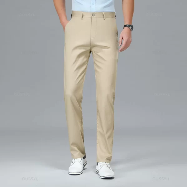 Spring Summer High Quality Luxury Straight Business Suit Pants Men Bamboo Fiber Designer Elegant Casual Long Formal Trouser Male - Image 3