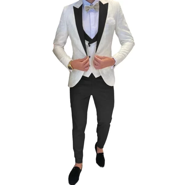 Ivory Men's Wedding Groom Suit 3 Piece Jacket Pants Vest Formal Tuxedo Elegant Men's Custom Suit Bow tie not Included - Image 2