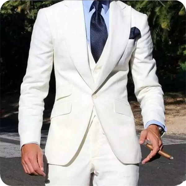 Elegant Wedding Tuxedos Suits 3 Pieces Slim Fit Bridegroom For Men Groomsmen Suit Male Cheap Formal Business (Jacket+Vest+Pants) - Image 2