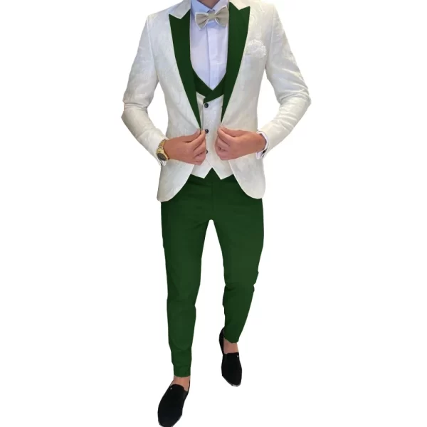 Ivory Men's Wedding Groom Suit 3 Piece Jacket Pants Vest Formal Tuxedo Elegant Men's Custom Suit Bow tie not Included - Image 3