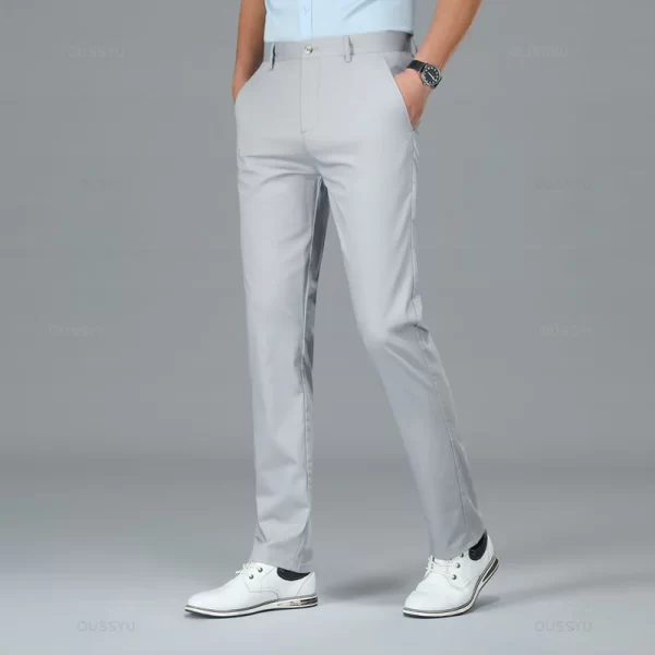 Spring Summer High Quality Luxury Straight Business Suit Pants Men Bamboo Fiber Designer Elegant Casual Long Formal Trouser Male - Image 2